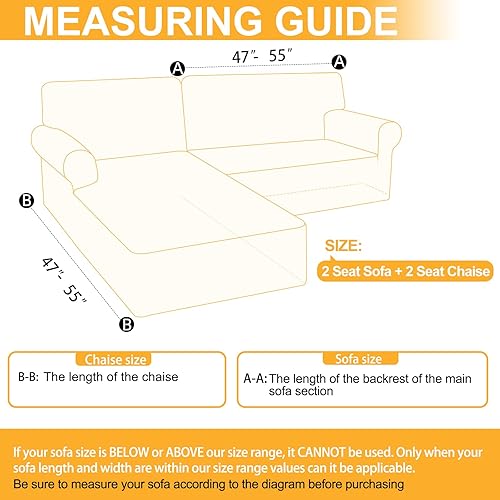 Miniatura 3 de HDCAXKJ Fundas impermeables para sofá modular en forma de L, 2 piezas, fundas elásticas antideslizantes para sofá seccional, protector de muebles de