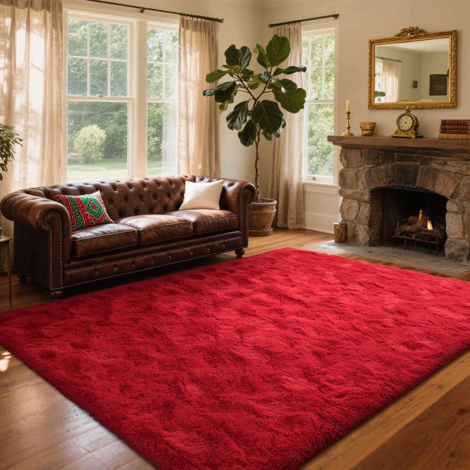 Cuzwlovita 5x7 red shag area rug