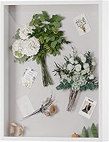 Vista 22 de Muzilife Marco de Fotos Shadow Box de 11x14 pulgadas con Tablero de Lino - Madera Profunda y Vidrio Templado, Estuche Rústico de Exhibición Listo