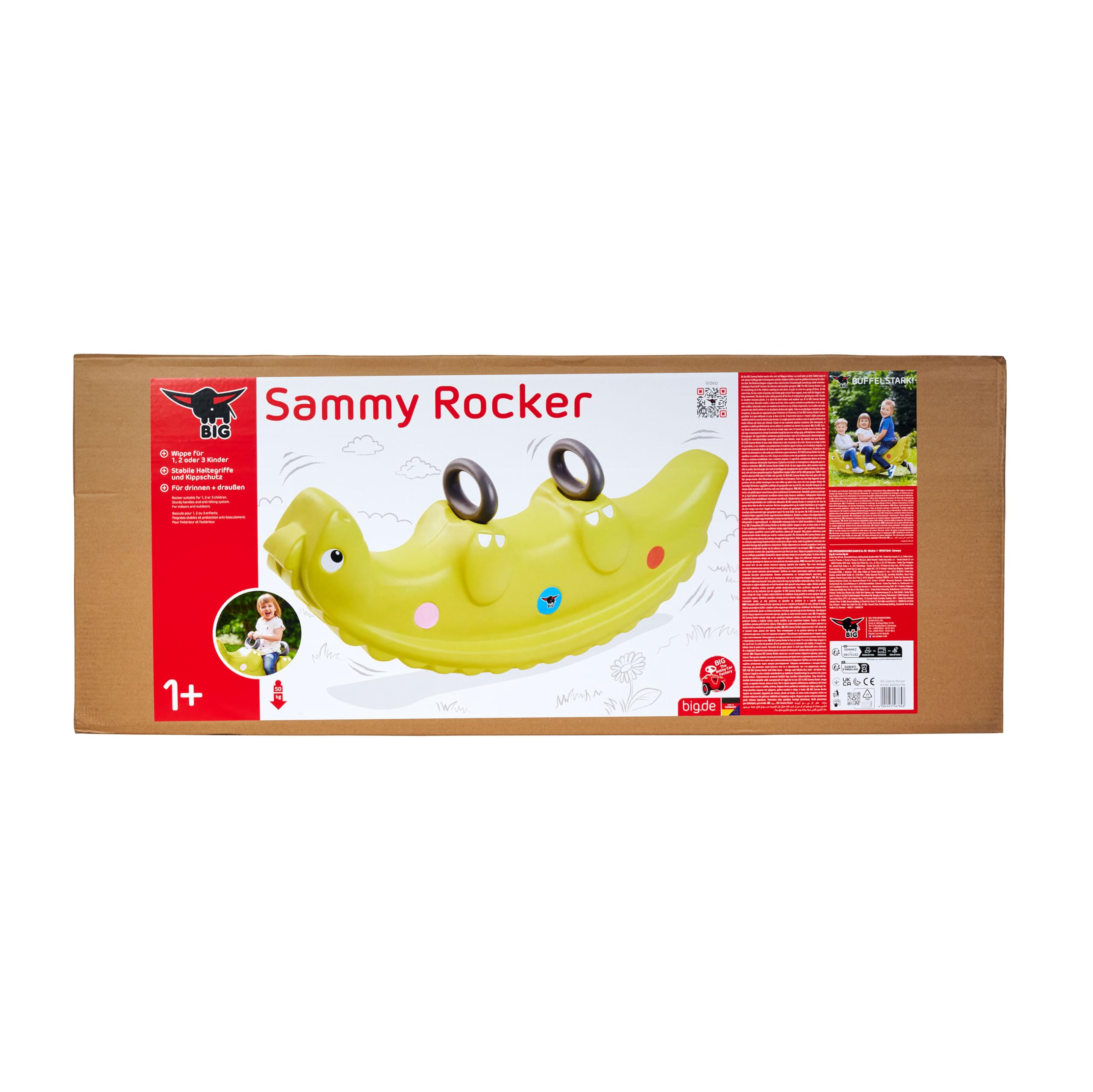 Big Sammy Rocker - Balancín Infantil para 1 a 3 Personas, con Bonitos cobertizos y Asas Resistentes, soporta hasta 50 kg, para niños a Partir de 12 Meses, Color Verde