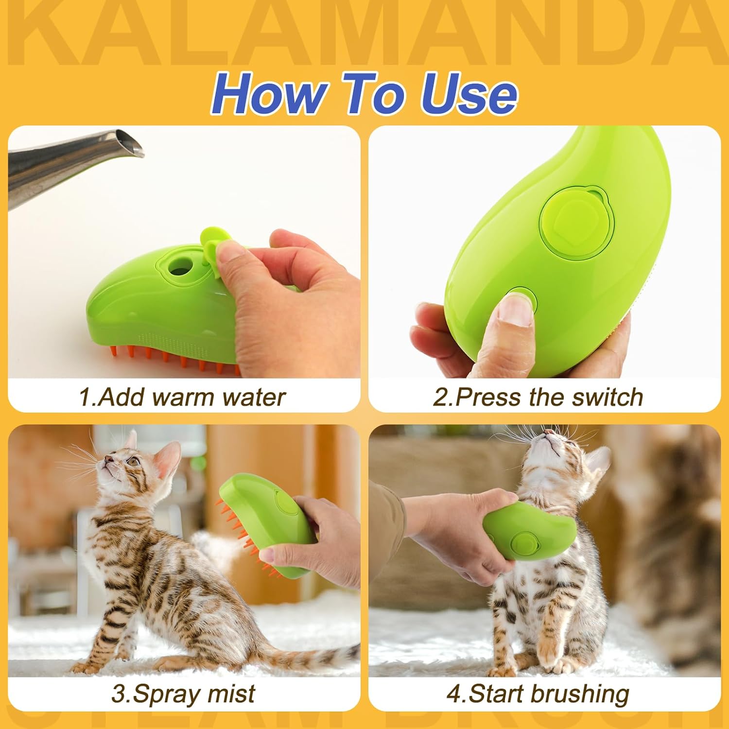 Cat Steam Brush, 3 In 1 Pet Steam Brush, Silicone Grooming Comb with Steam, Pet Hair Remover Misting Comb for Indoor Kittens Dogs(Mango Green) 7 71j1Y8ZAYWL. AC SL1500