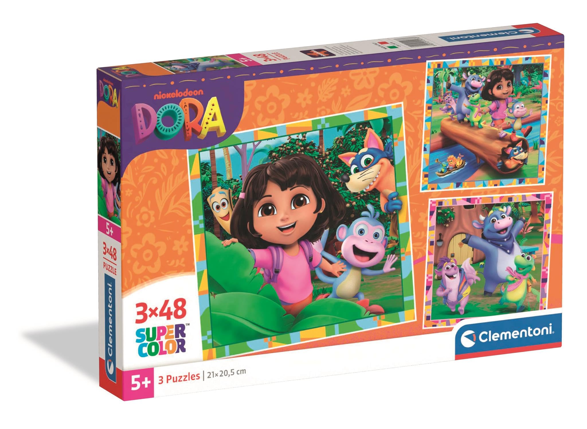 Clementoni Puzzle 3x48 Dora the Explorer, 144 pieces, Puzzle for Kids 5+ years, Made in Italy, 25078
