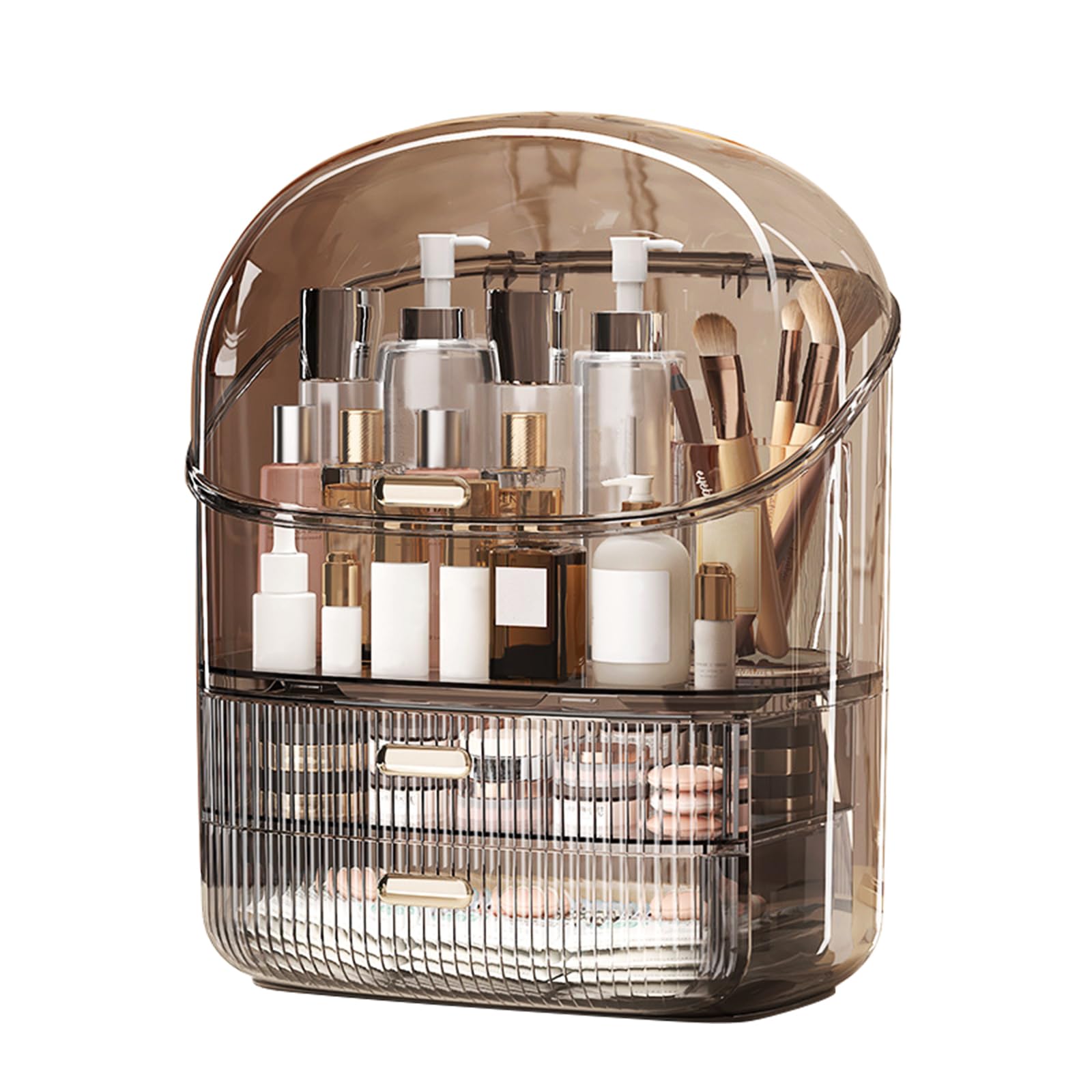 DASITON Makeup Organizer for Vanity,Large Capacity Cosmetic Organizer for Countertop,3 Layers Makeup Storage Organizer,Waterproof & Dustproof Cosmetic