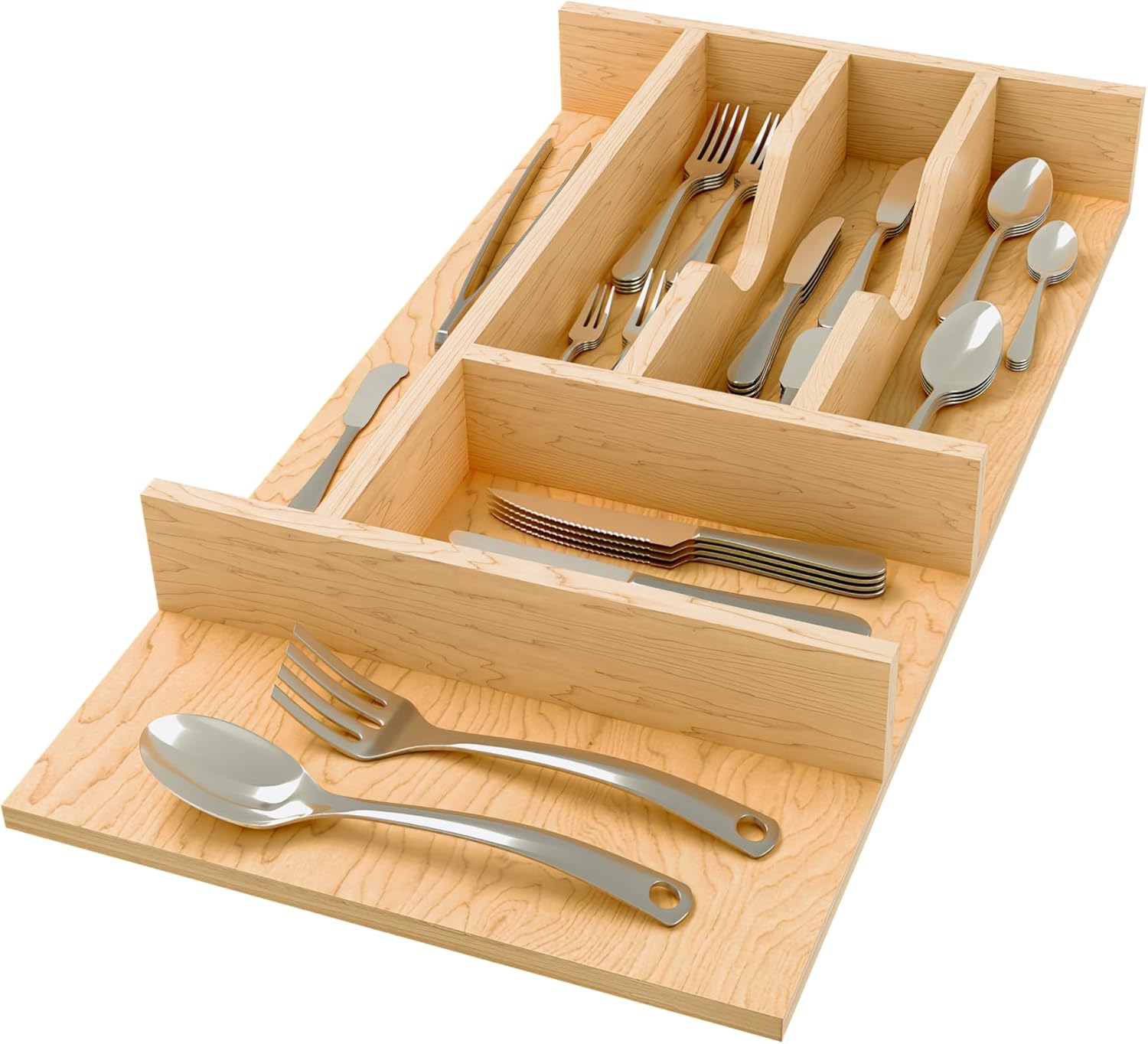 Rev-A-Shelf Natural Maple Right Size Utensil Insert Home Storage Kitchen Organizer 7 Compartment Drawer Accessory, 10-1/4" x 19-1/2, 4WCT-15SH-1
