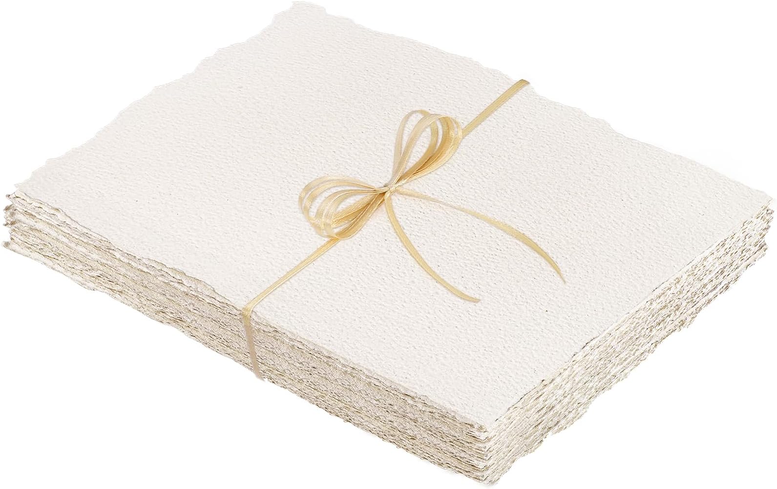 Prudiut 25 Sheets Cotton Watercolor Paper, 300 GSM, 4 X 6 Inch, White, Textured, Deckled Edge, Ideal For Watercolors, Wedding Invitations, Cards, Crafts - View #4