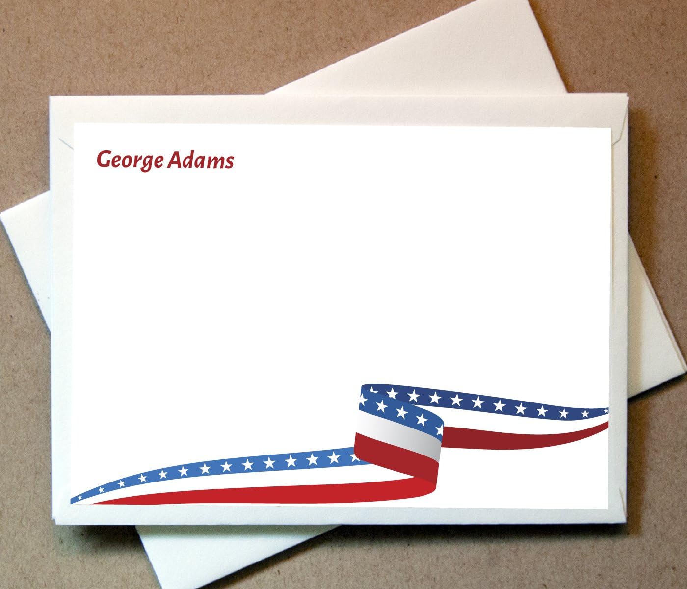 Patriotic Note Cards (40 Non-foldover Cards and Envelopes) - Premium Cover Stock, Classic Style, White