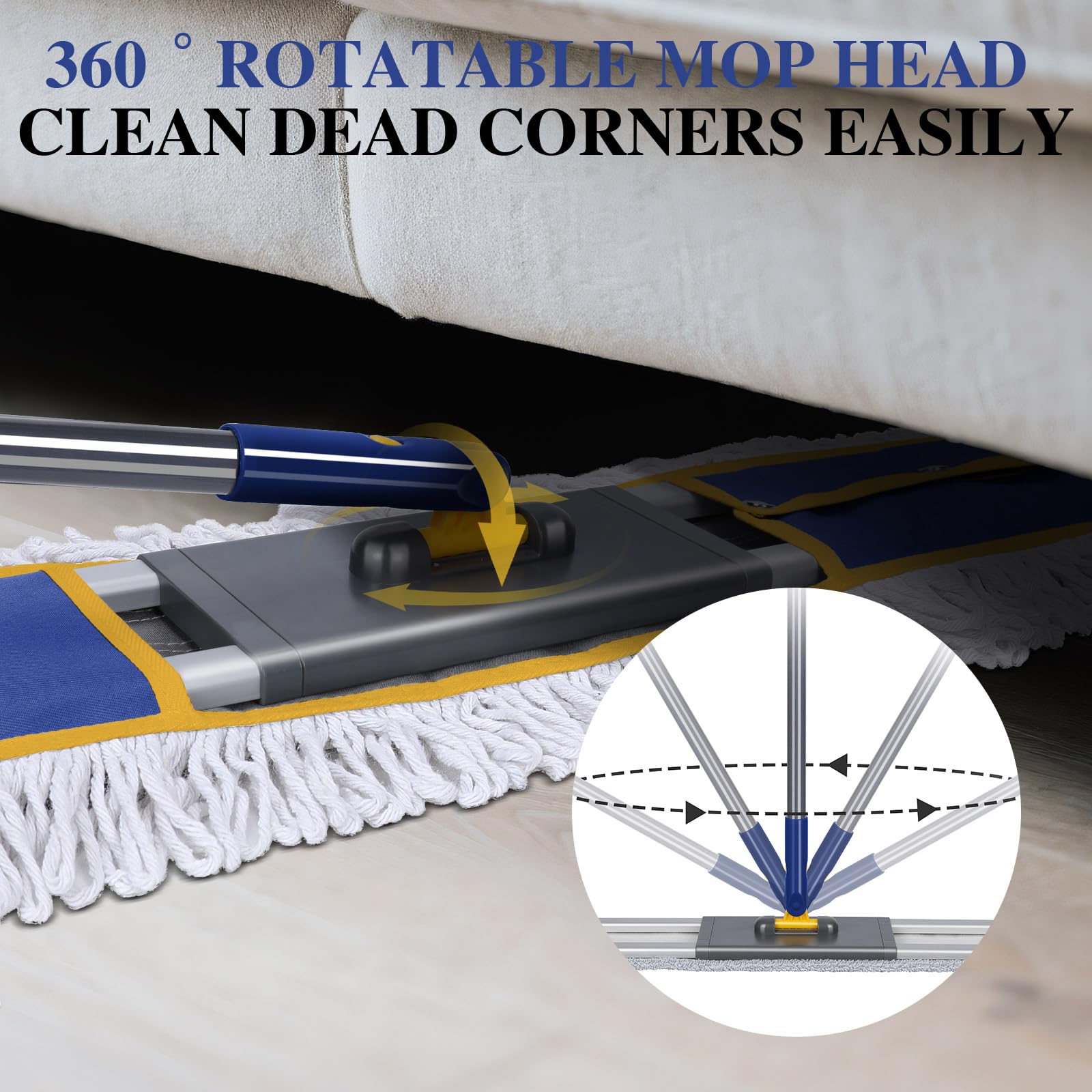Masthome Wischmopp für Bodenreinigung, 91,4 cm, robuster Industrie-Mopp mit 3 Pads, professioneller Mikrofaser-Mops mit 152,4 cm langem Griff, großer Staubwischer für Büro, Garage, Lager, Fabrik