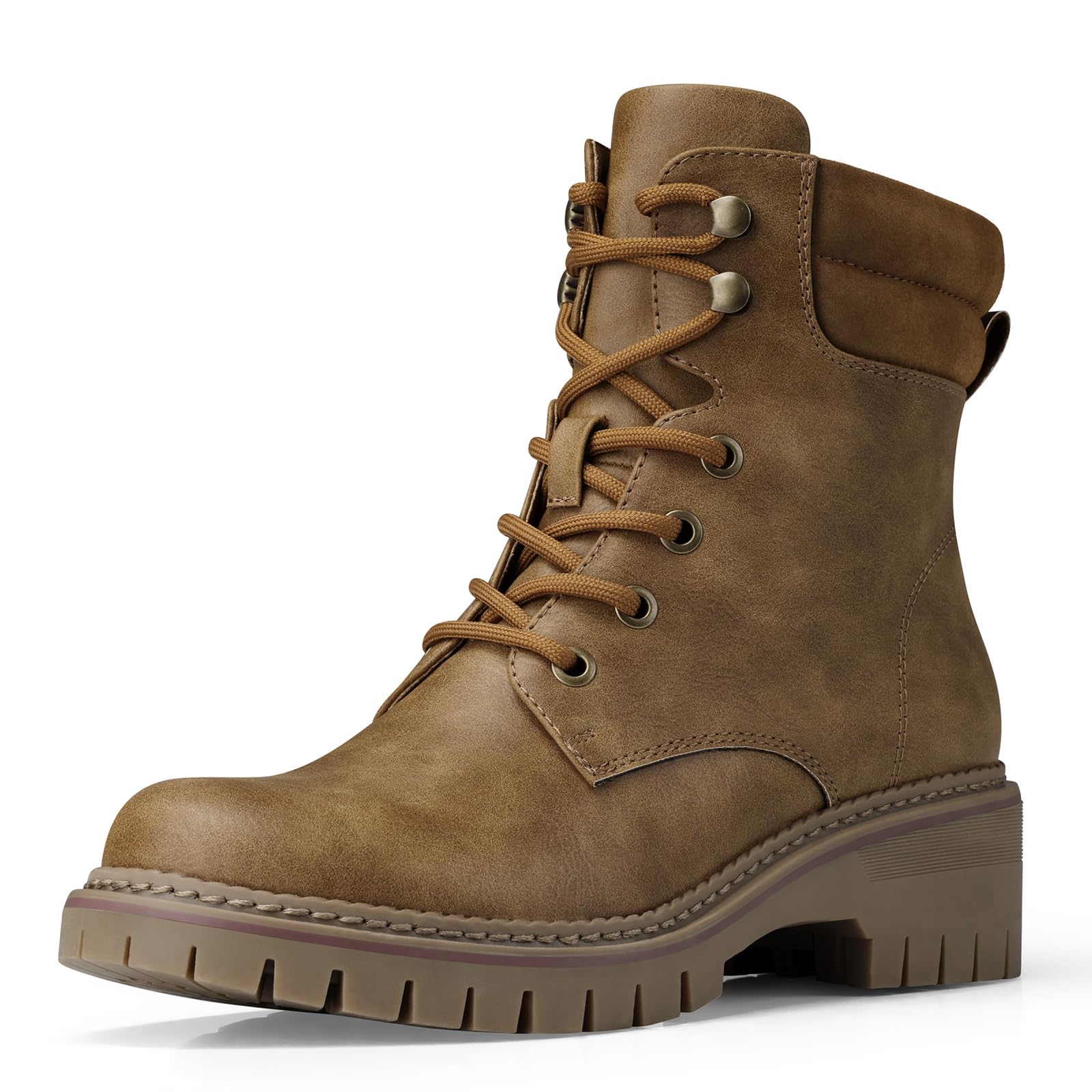 TEMOFON Women's Combat Ankle Boots Water Resistant Side Zipper Casual Shoes