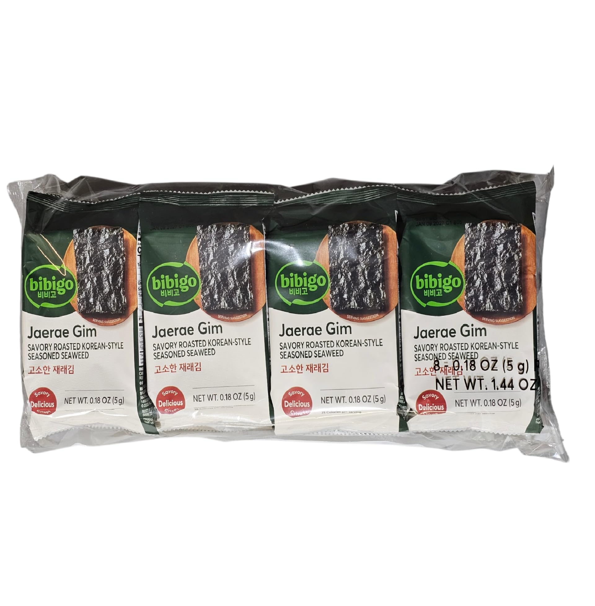 CJ Premium Roasted Seaweed Snack 5g -(Pack of 8)