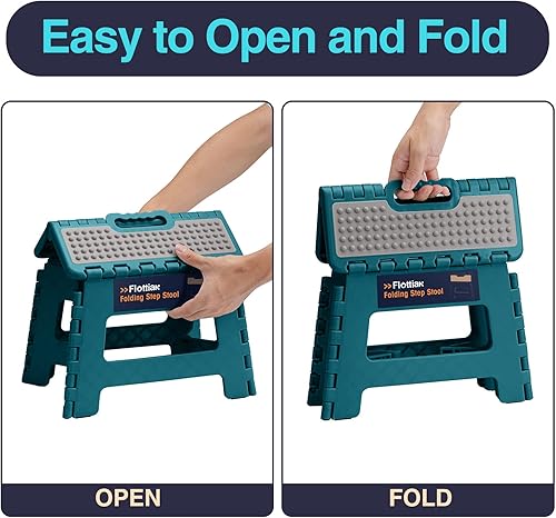Miniatura 212 de Flottian Taburete plegable de 18 pulgadas para adultos y niños con capacidad para hasta 300 libras, taburetes plegables antideslizantes con asa,