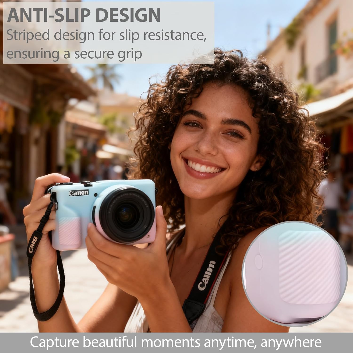 Case for Canon G7X Mark III Camera, Soft Silicone Protective Case, Slim Fit Sleeve with Removable Lens Cover and Screen Protector Accessories, Lightweight, Anti-Scratch (Jelly Pink Green) - Image 2