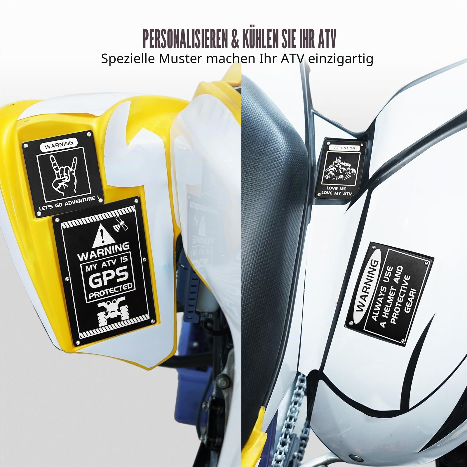 NICECNC Schwarz Fender Warning Tag Board Aufkleber Compatible with Yamaha Raptor 700 2013-2024, Raptor 700R 2013-2024, YFZ450R 2014-2024