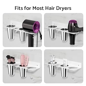 1 Set Wall Mounted Hair Comb Holder Organizer Adhesive Hair Brush Holder Razor Holder With 3 Holes Hair Tool Storage Holder For Hair Tools