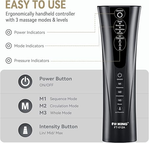 Miniatura 4 de FIT KING- Masajeador de pies y piernas para circulación y relajación con controlador manual. Tres modos, tres intensidades FT-012A