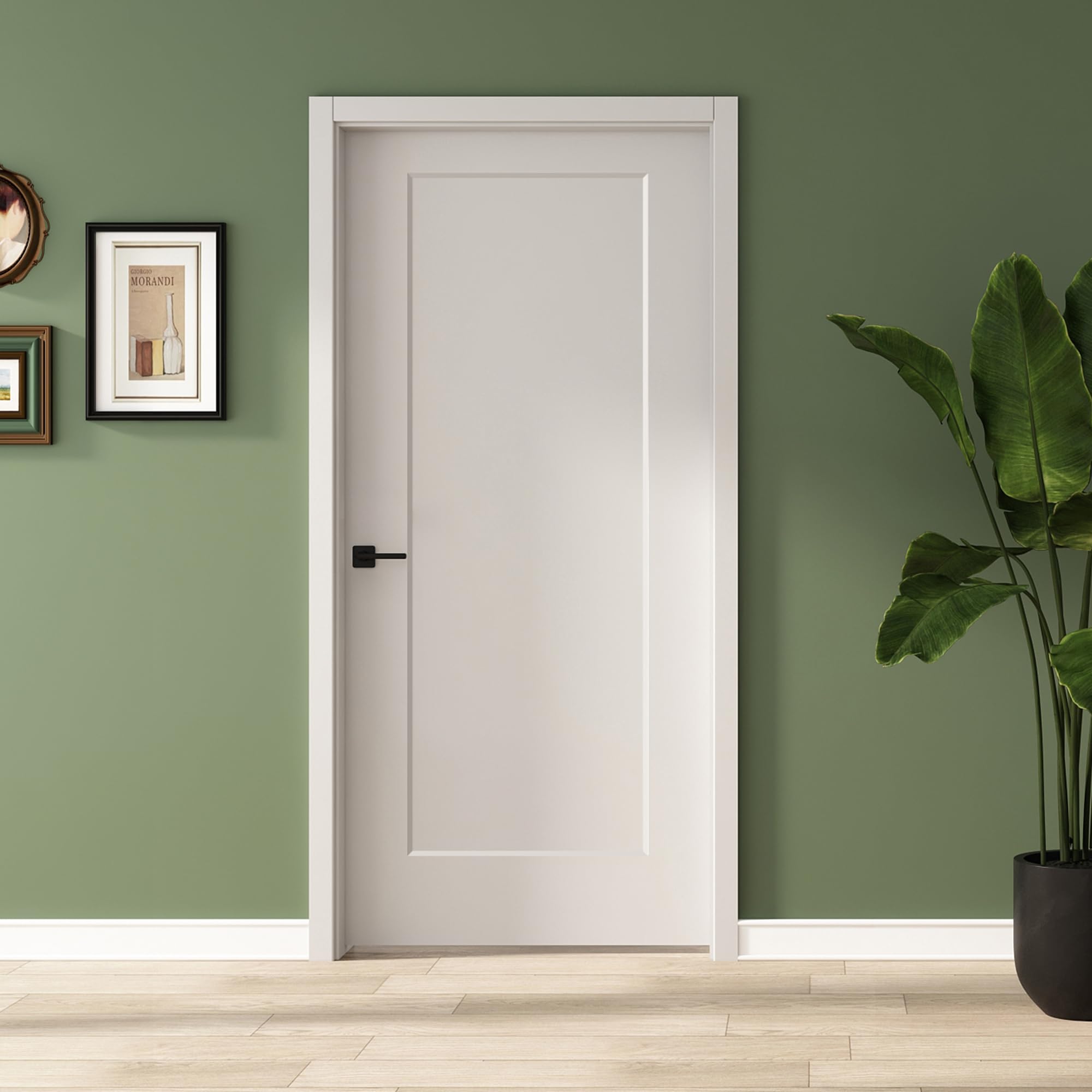 BARNSMITH 36x80 in 1-Panel White Primed Molded Door Slab, Shaker Style Paintable Hollow Core Interior Door Panel, for Pocket, Swing, Sliding Door, Durable and Lightweight, No Assembly Required