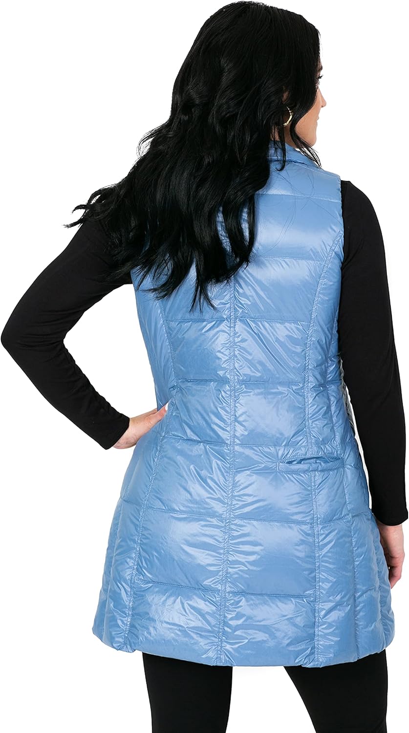 INTRO. Women's Quilted Long Down Vest Packable Water Resistant Winter Puffer - Image 2