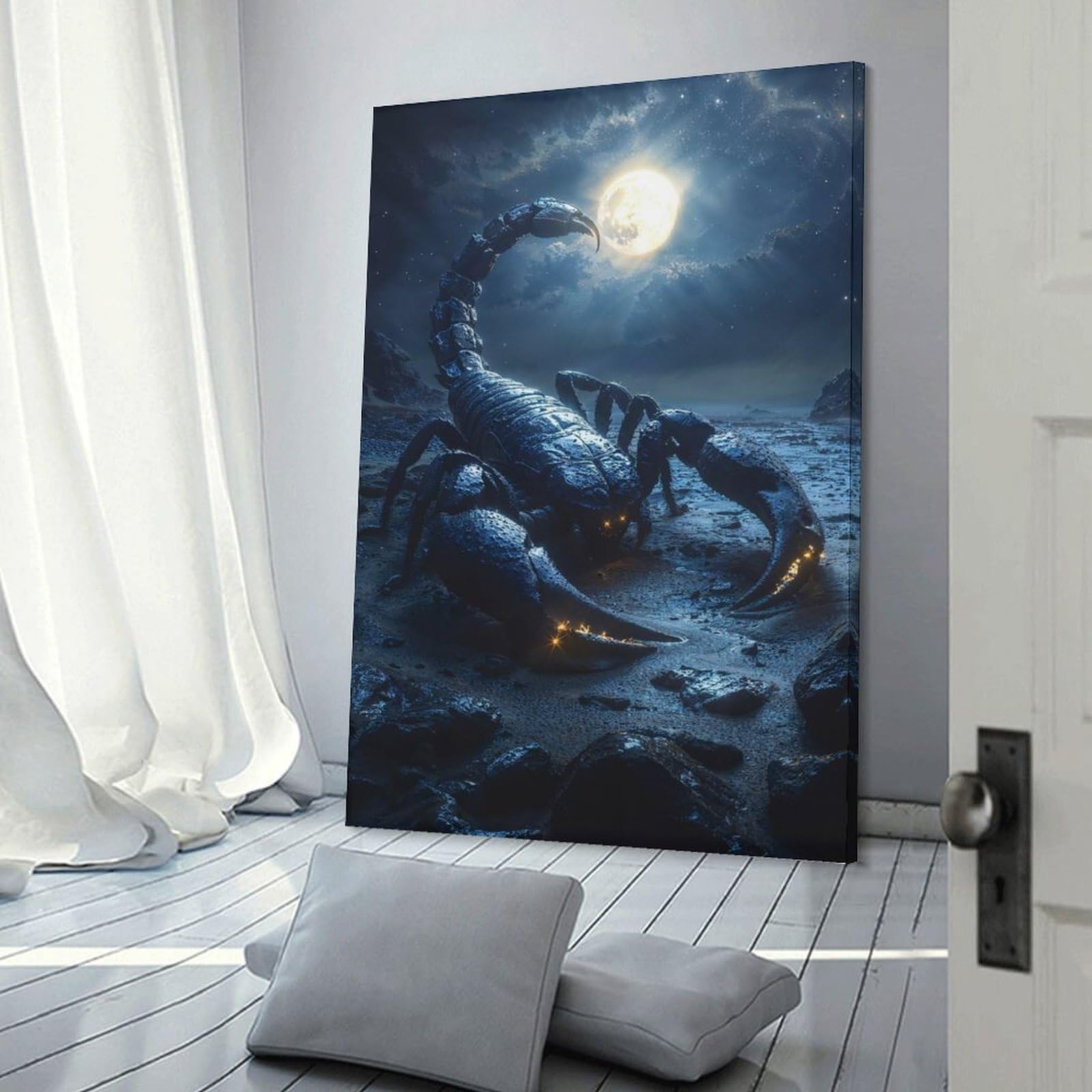 Junmoney Giant Scorpion Under Moonlight Hanging Wall Art 20x30inch(50x75cm), for Small Homes, Bedrooms Or Open Spaces, An Easy Choice for New Home Styling