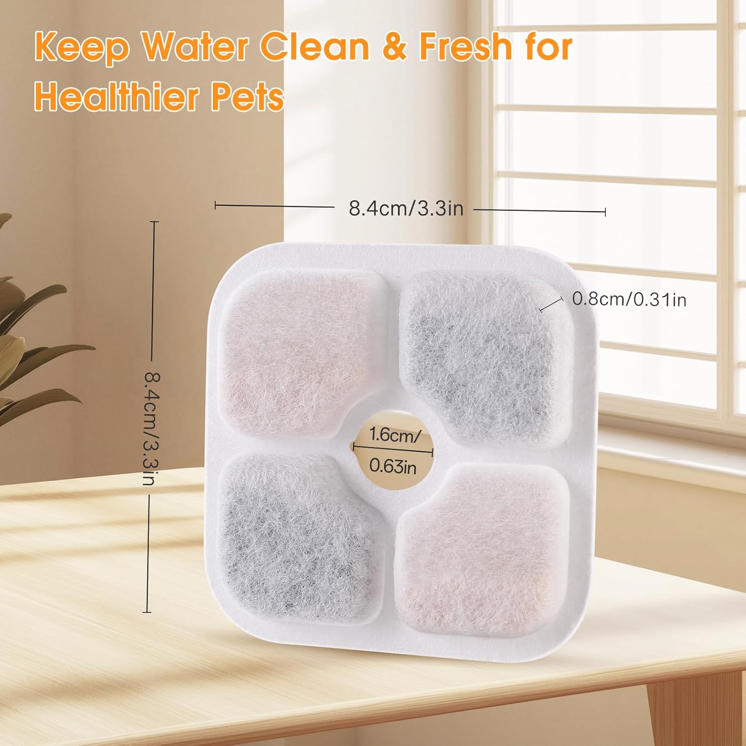 Cat Water Fountain Filter Replacement for Catit Pixi, 16-Pack Triple Action Pet Fountain Filters with 4 Water Pump Tubes (16 Filters + 4 Tubes) - Image 4