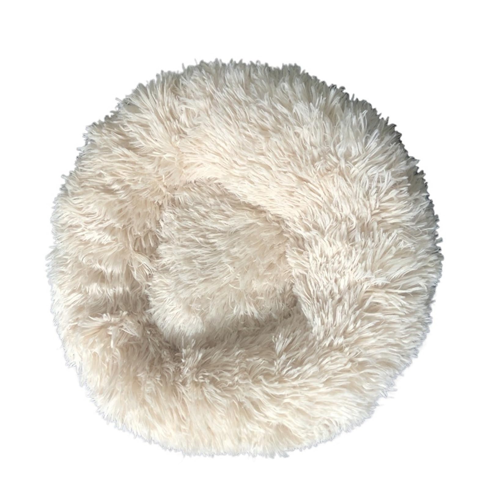 Lit rond pour chien et chat XL 80 cm beige marron en forme de donut