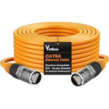 CAT6A S/FTP EtherCON Cable 30 FT,10Gbps Professional Audio & Lighting Locking RJ45 Cable,26AWG OFC UV Resistant PVC for DMX,Stage,Studio Live Touring,Concerts ,Studio-Grade Sound Transmission,Yellow