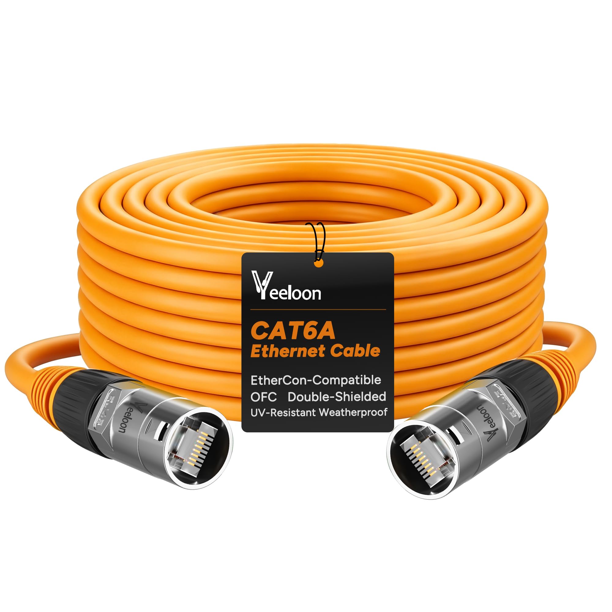 Câble EtherCON CAT6A S/FTP de 9,1 m, câble RJ45 de verrouillage professionnel audio et éclairage, 26 AWG OFC résistant aux UV pour DMX, scène, studio de tourisme, concerts, transmission sonore de