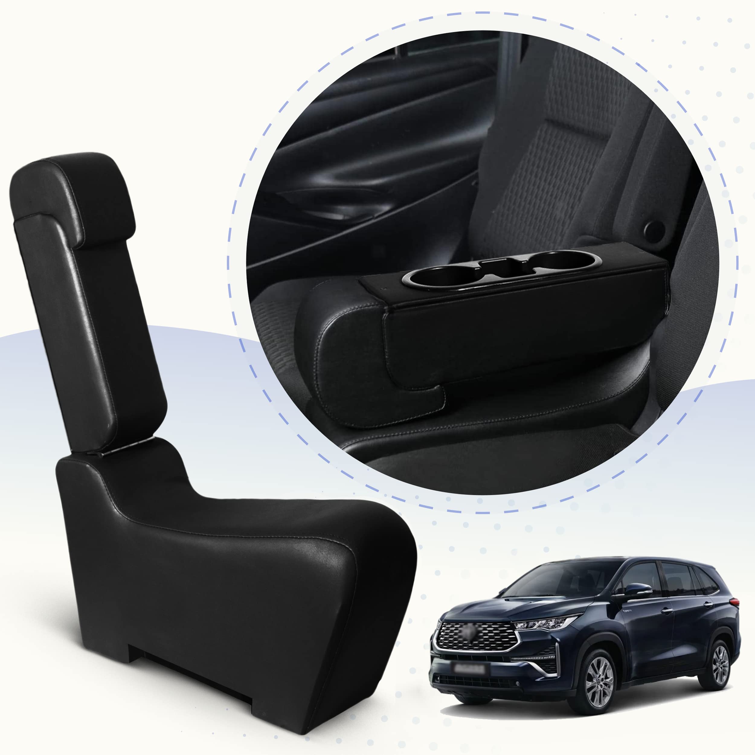 Center Seat Armrest with Dual Cup & Phone Holder (HYCROSS, Full Black)-image-24