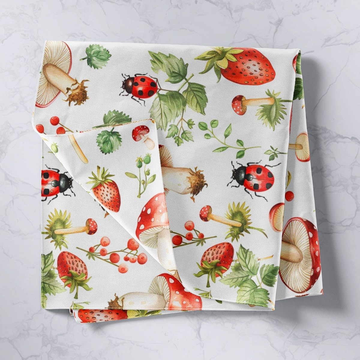 jejeloiu Cute Mushroom Decor Tapestry Cartoon Ladybug Wall Hanging Blanket for Boys Girls Teens Room Decor Kawaii Fungus Wall Art Medium 59"x59" Wild stuff Breathable Soft Lightweight Microfiber image 2