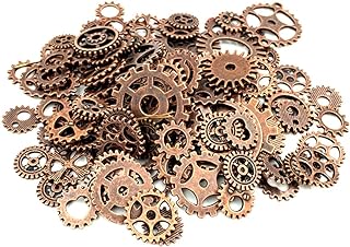 YYaaloa 100g Metal Gears Red Copper Metal Skeleton Steampunk Watch Gear Cog Wheel Sets Gear Charms Pendants Steampunk Accessories Crafting Jewelry Making Accessory Handmade Cosplay