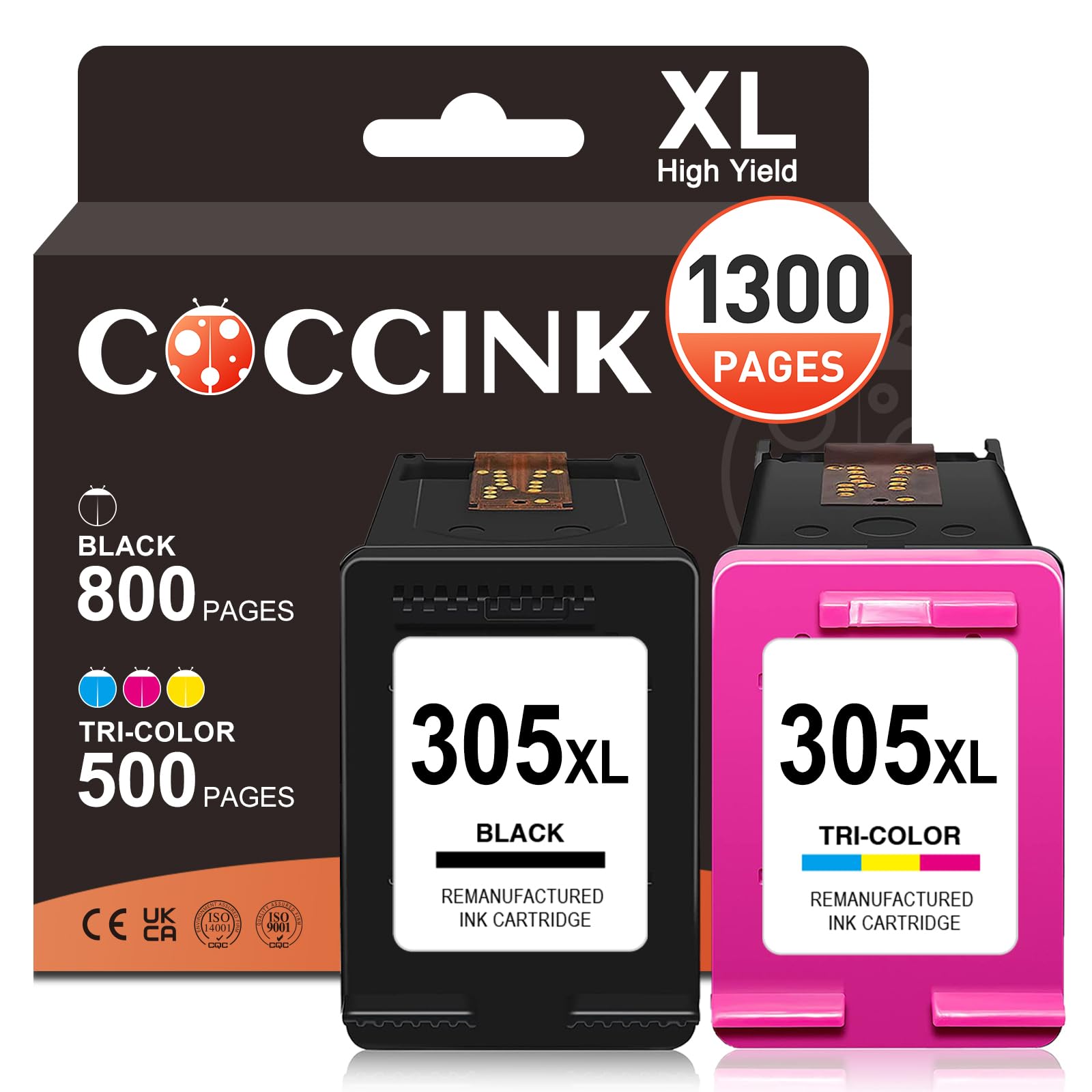 COCCINK 305XL ink for hp 305 hp305xl DeskJet 2800 2810 2820 2821 2822 2823 4200 4210 4220 4222 4230 DeskJet 2820e 2800e 4220e 2800e 220e 2 810e 4 200e Cartridges HP 305 XL Ink Printer 305 XL Black and Colour