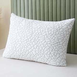 BPC Premium Rayon Derived from Bamboo Pillow King Size - Adjustable Shredded Memory Foam Pillow with Removable Cover for Side Stomach and Back Sleepers, CertiPUR-US