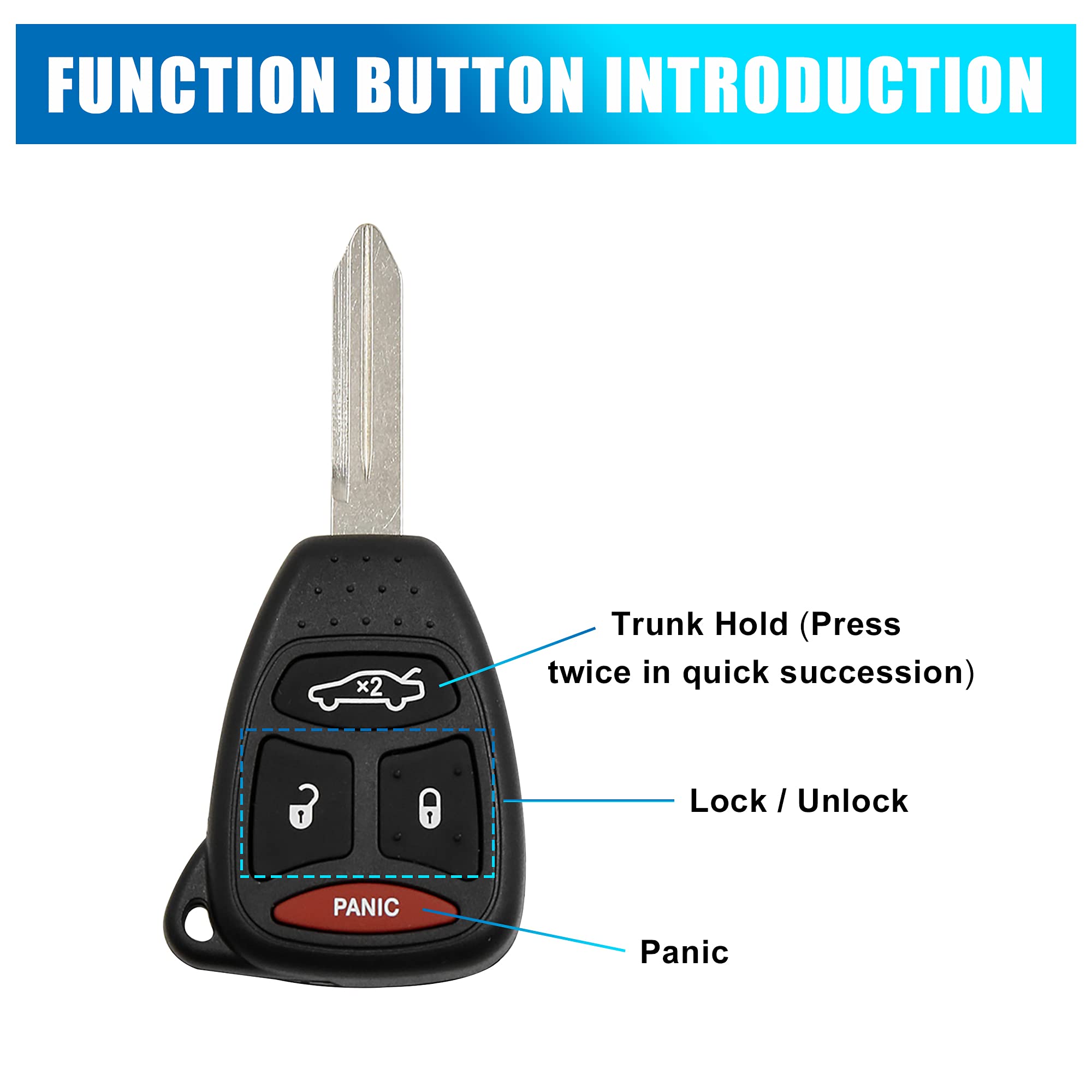 Universal Car Key Fob 2 Uncut Car Key Remote Fob Combo For KOBDT04A ...