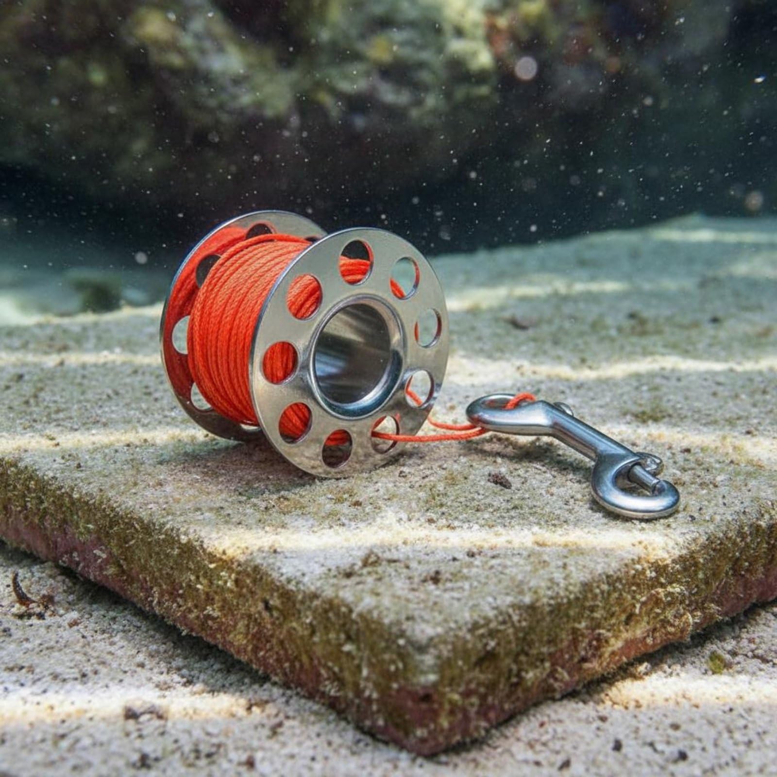 Mulinello Subacqueo Mulinello Boa Subacquea Bobina Sub Scuba Reel con Doppio Moschettone per Aggancio Semplice E Controllo Del Filo in Nylon Struttura