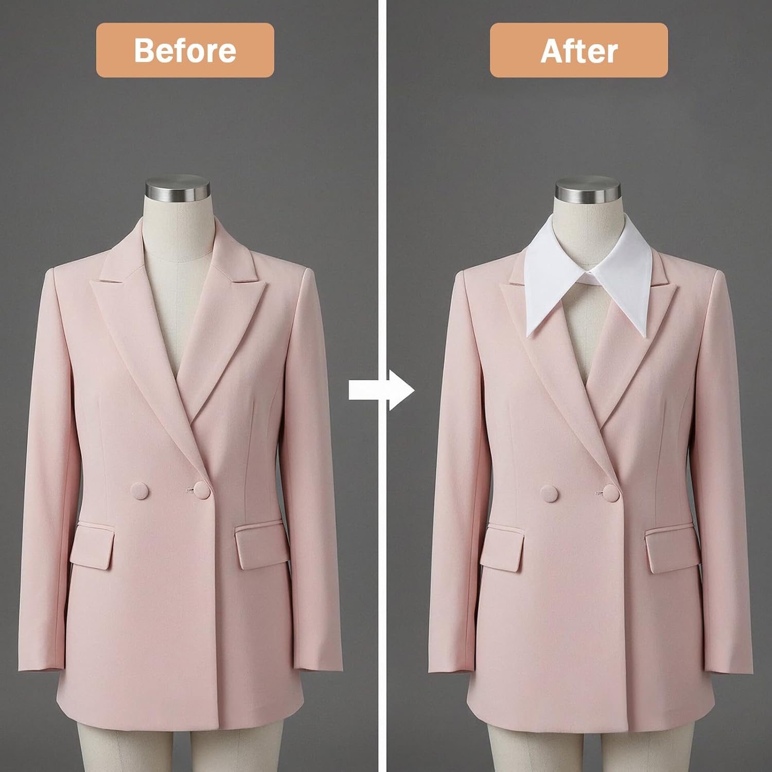 2PCS Fake Collars White Dickey Collar for Women Black Detachable Faux Collar for Women Girls Blouse Half Shirts - Image 3