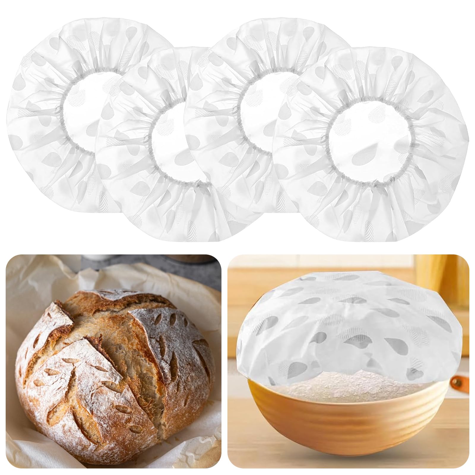 Set De 4 Tapas Elásticas Para Cestas De Fermentación Y Cuencos - Hasta 39 Cm