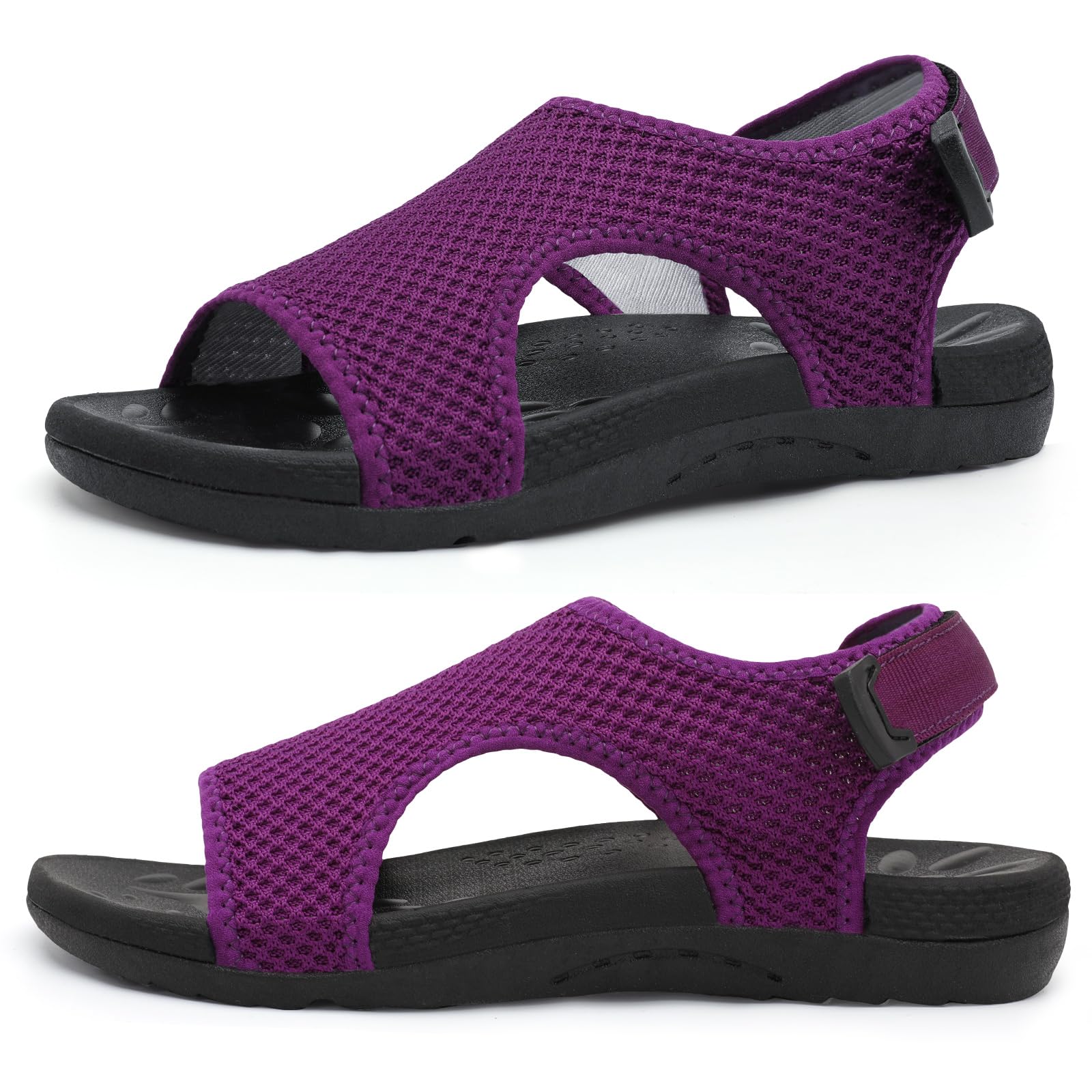 XIHALOOK Womens Orthopedic Walking Sandals with Adjustable Hooks Open Toe Sports Sandals Breathable Knit Summer Shoes