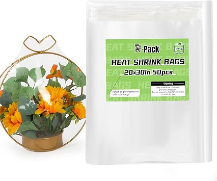 R - PACK 50 Pcs 20x30 Inch POF Food - Grade Heat Shrink Bags, Perfect for Small Gift Wrapping, BPA - Free