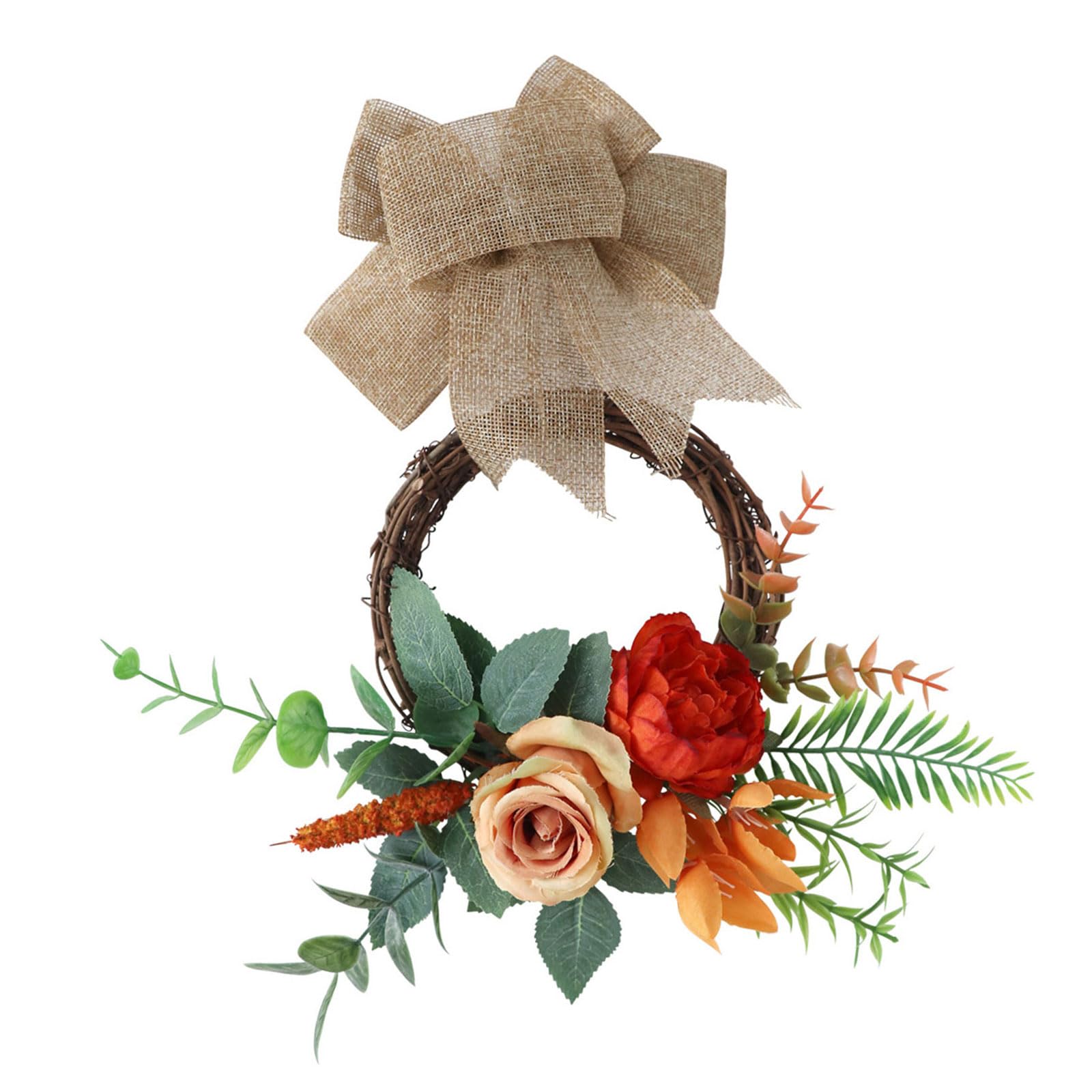 Xjdzineq Realistic Floral Wreath Wall Hanging Home Decors Rattan Rings for Bedroom Living Room Indoors Outdoor Event Decoration Artificial Flower Wreath