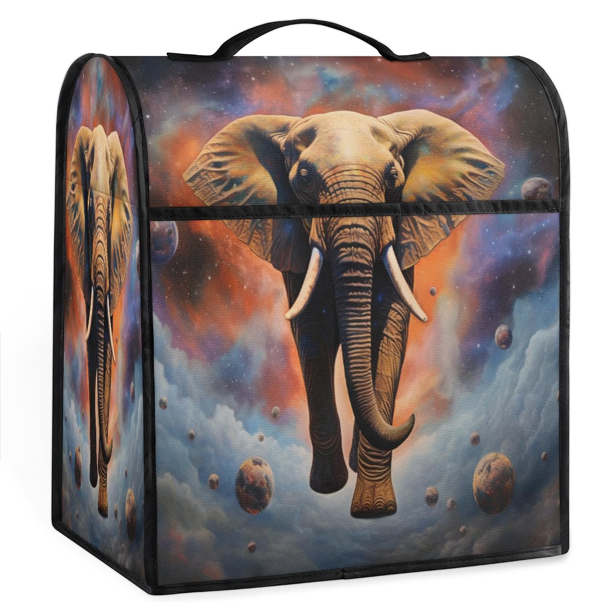 Coffee Maker Cover Universe Elephant Animal Kitchen Appliance Covers Small Appliance Covers Blender Cover Juicer Cover Dust Covers for Kitchen Appliances with Top Handle and Pockets,Washable,B632