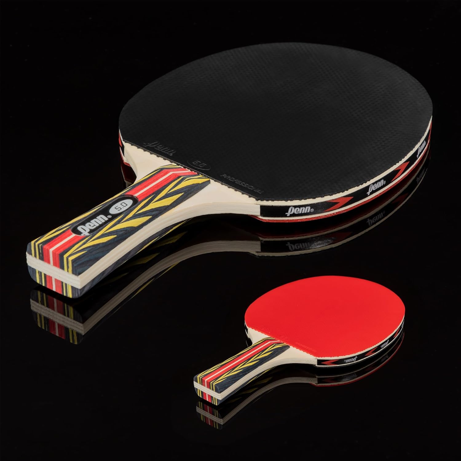 Penn 5.0 Professional Ping Pong Paddle - Table Tennis Paddle with 7-ply Blade, Supreme Track Rubber, and Ultra-Sponge Backing (Pack of 3)