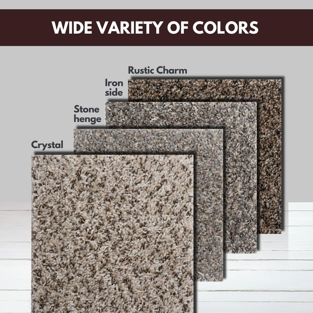 Smart Squares in A Snap Premium Residential Soft Padded Carpet Tiles 8x8 Inch, Seamless Appearance, Peel and Stick for Easy DIY Installation, Made in The USA (Sample, 383 Rustic Charm) - - 