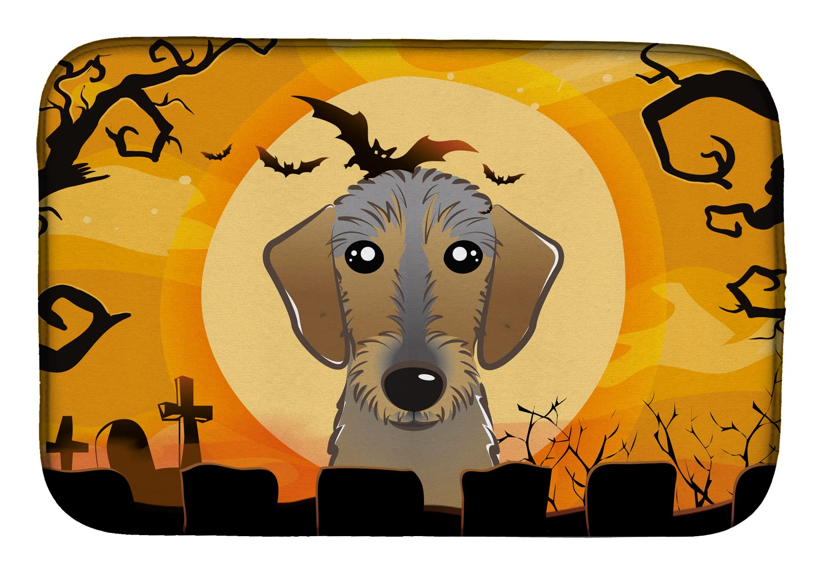 Tapis de séchage vaisselle Teckel poil dur cadeau idéal pour amoureux de chiens et Halloween