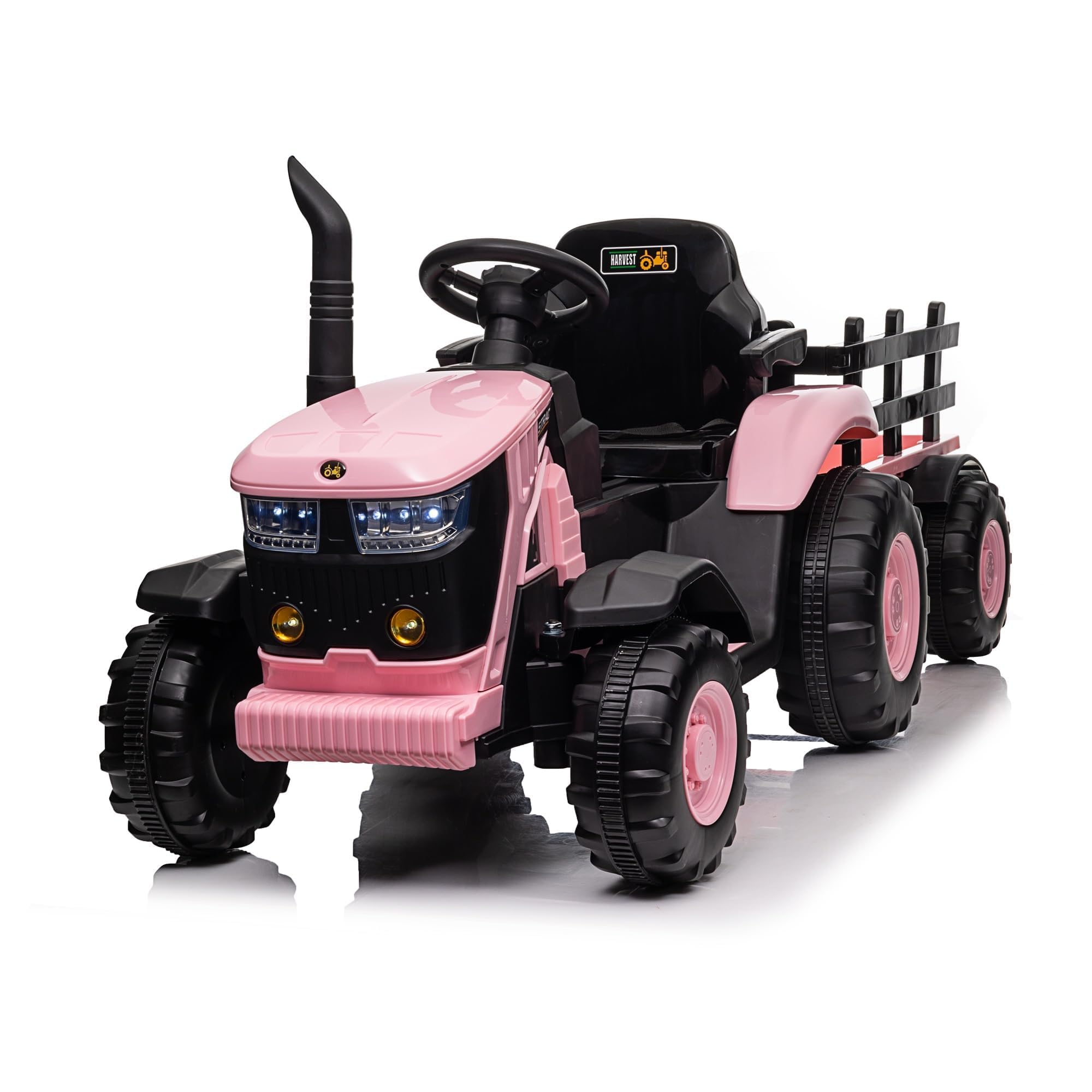 London Boutique 12V Kids Electric Ride-On Tractor with Detachable Trailer