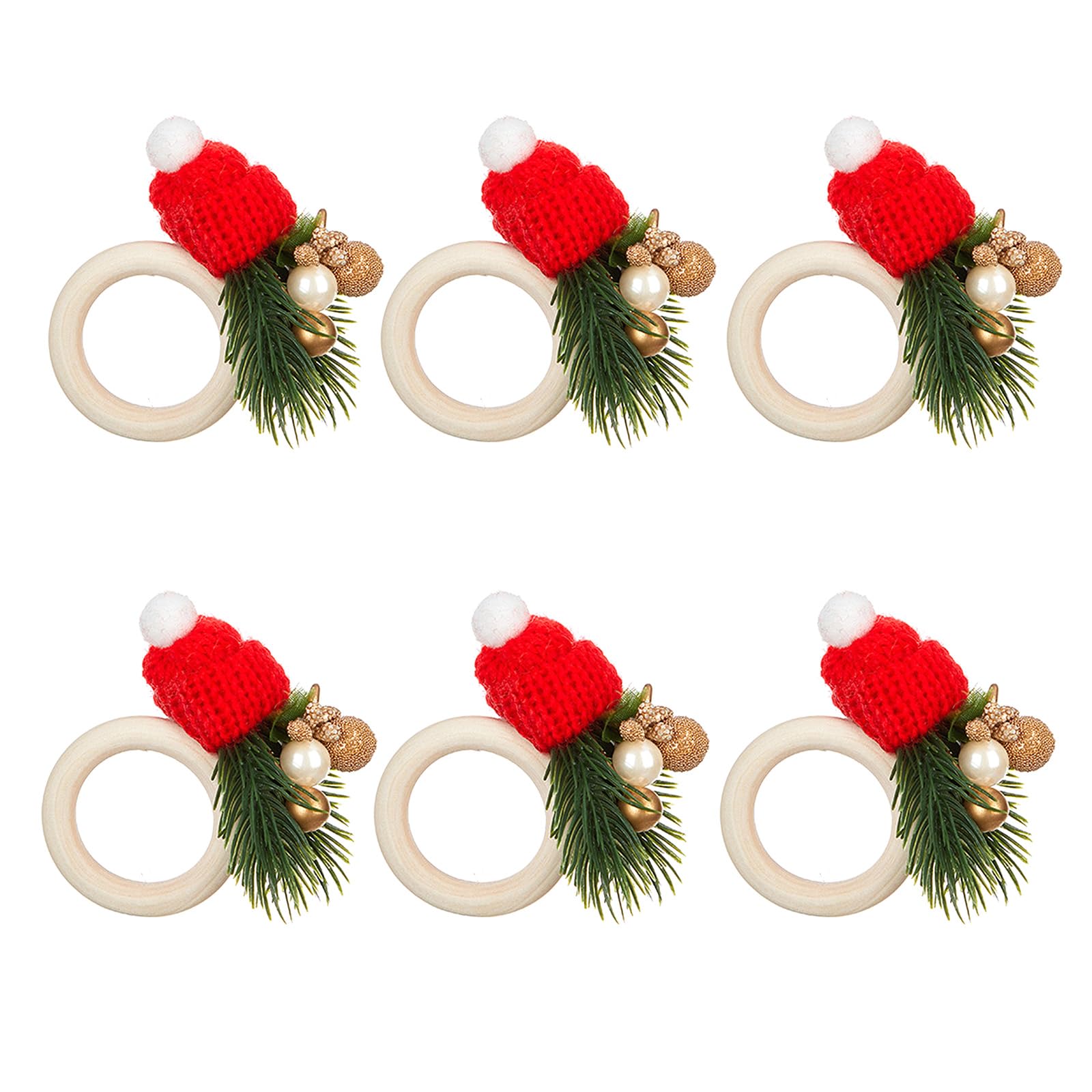carotoe 6x Christmas Napkin Rings Set Serviette Buckles Decorative Napkin Holder Table Decorations for Wedding Gatherings Holder