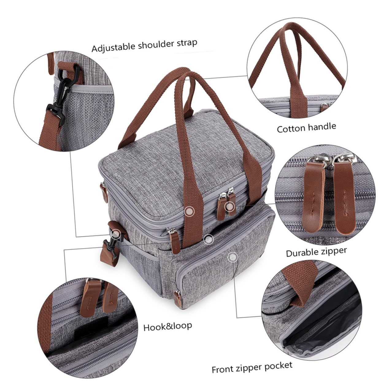 Wärmespeichernde Lunchtasche Tragbar Bento Tasche Lunchbox Tasche Praktisch Strapazierfähig Große Kapazität für Schule Arbeit Picknicks