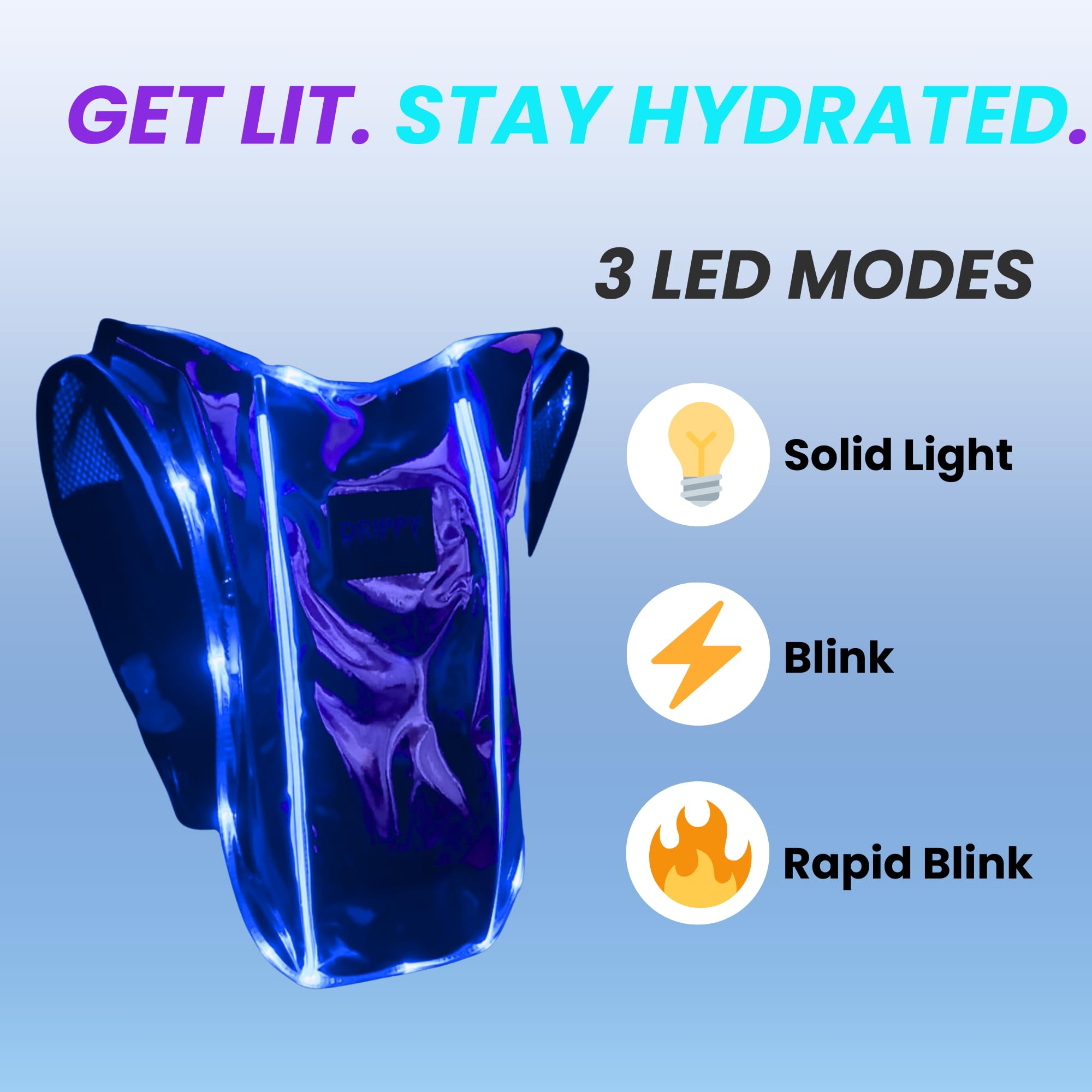 Silver LED Hydropack Rave Hydration Backpack – Festival, Hiking, & Running for Women & Men - 2 Liter Leakproof Bladder – Anti-Theft Pockets - Rave Accessories - Music & EDM Festival Essentials