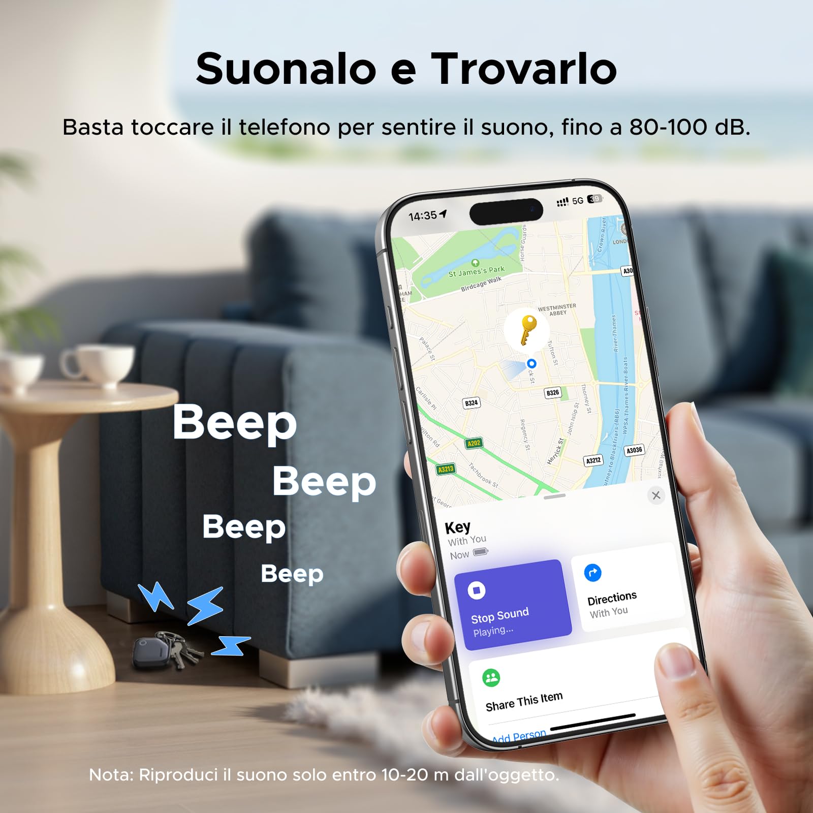 UGREEN FineTrack Smart Finder Ricarica USB-C Localizzatore Supporto iOS SmartTag Tracker Bluetooth Localizzazione per Chiavi Bagaglio Portafoglio Bicicletta Zaino Borsa (4 pezzi)
