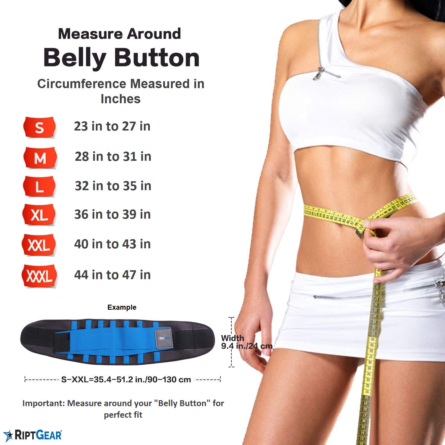 RiptGear Back Brace for Men and Women - Designed to Support Lower Back - Breathable Adjustable Anti-Skid Lumbar Support Belt (Blue, Large) : Health & Household