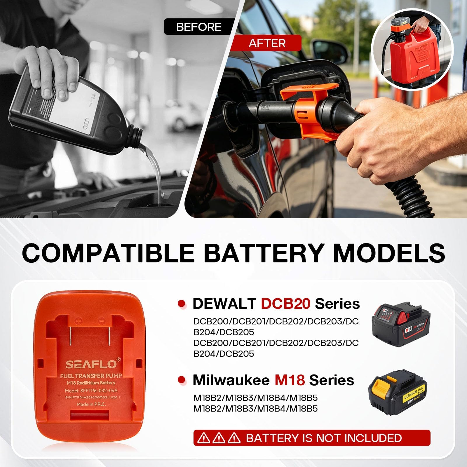 Bomba Combustible Eléctrica con Parada Auto 12L/min, Bomba Eléctrica de Transferencia de Combustible para Gasolina, Diésel y Aceite, Bomba Gasolina Bomba Gasoil para Coche Generador, con 3 Adaptadores