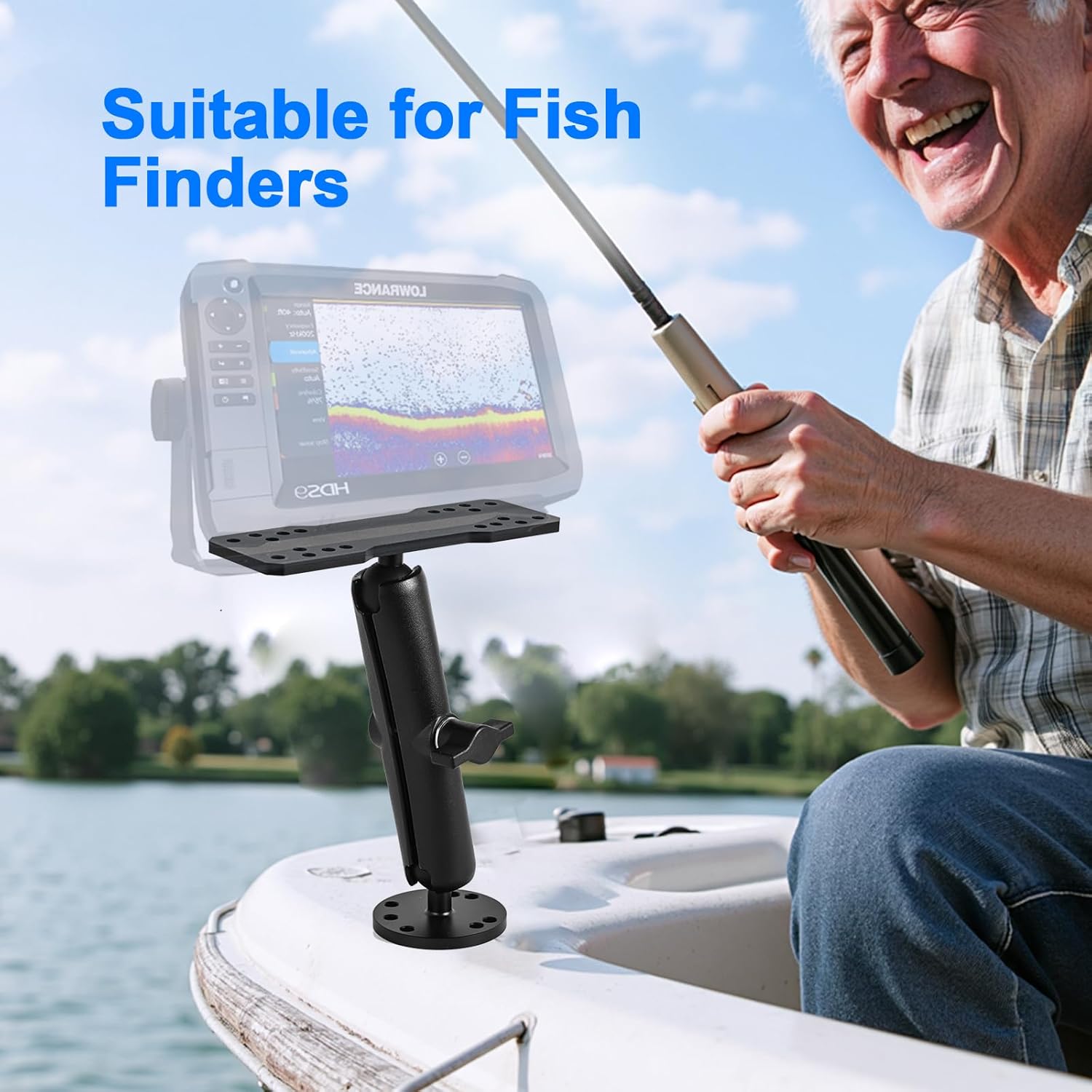 Universal Fish Finder Mount – Adjustable Aluminum Alloy Bracket with 360° Rotation, Easy 3-Minute Installation, Compatible with Most Fish Finders (15 cm Arm)