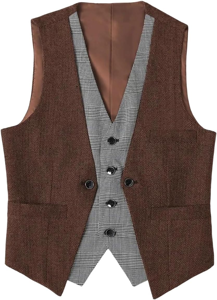 Men's Suits Vest V Neck Fake Two Pieces